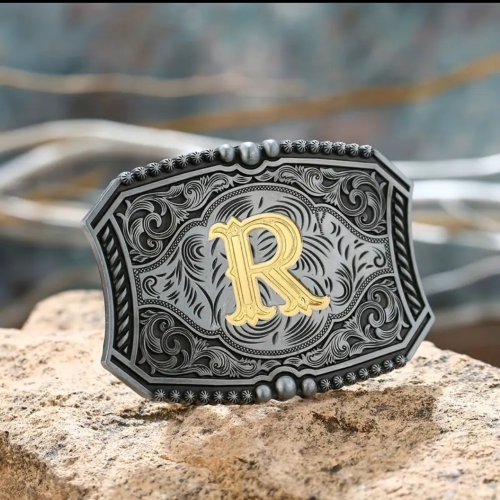 New Men's Cowboy Western Monogram R Belt Buckle